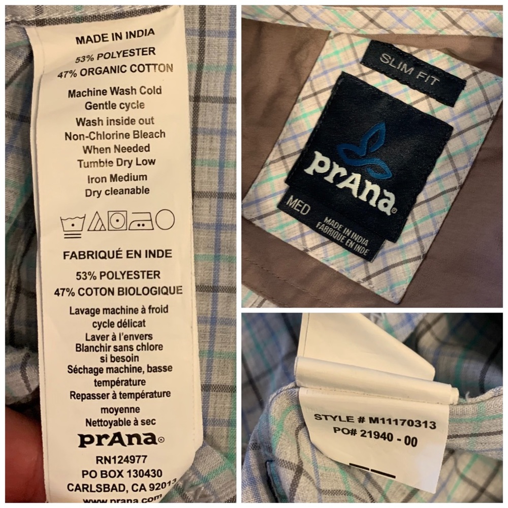 prAna men’s Lukas short sleeve slim shirt M - Picture 6 of 6
